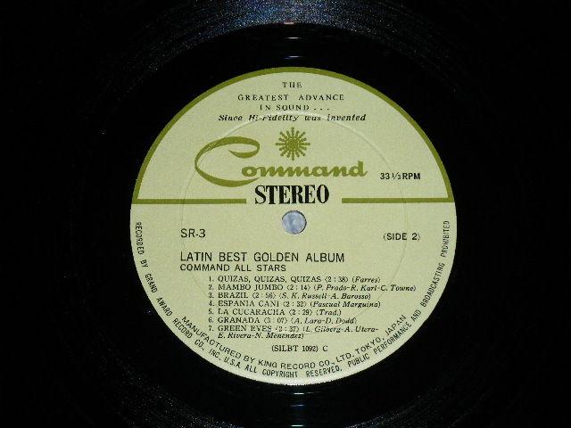 Photo: COMMAND ALL STARS  コマンド・オールスターズ -  LATIN BEST GOLDEN ALBUM  ラテン・ベスト・ゴールデン・アルバム( Ex++/MINT-) / 1966  JAPAN ORIGINAL Used LP 