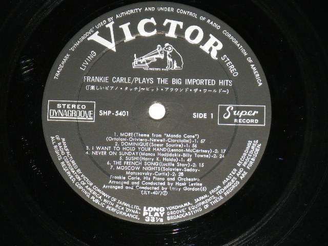 Photo: FRANKIE CARLE フランキー・カール - PLAYS THE BIG IMPORTED HITS 楽しいピアノ・タッチ：ヒット・アラウンド・ザ・ワールド( Ex++/Ex+++ )  / 1960's JAPAN ORIGINAL Used LP 