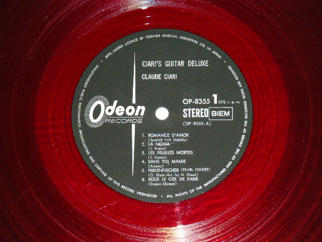 Photo: CLAUD CIARI クロード・チアリ  - Ciari's Guitar Deluxe 　ヨーロッパ・ギター・ムードのすべて( Ex+++/MINT-) / LATE 1960's JAPAN ORIGINAL RED WAX Vinyl Used  LP With OBI 