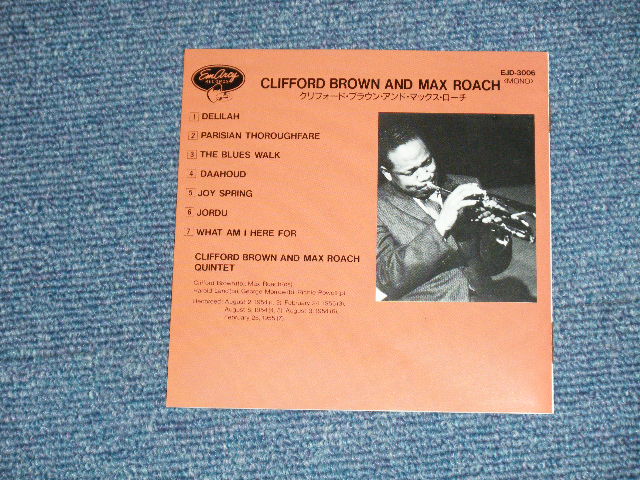 Photo: CLIFFORD BROWN & MAX ROACH クリフォード・ブラウン&マックス・ローチ - CLIFFORD BROWN & MAX ROACH (Straight Reissue )  ( MINT-/MINT )  /  1991?  JAPAN  Used CD  