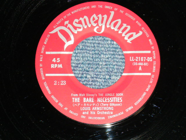 Photo: OST  LOUIS ARMSTRONG / TUTTI'S TRUMPETS   映画サントラ　ルイ・アームストロング/トゥティ・カマラータ (ジャングル・ブック）  -  THE BEAR NECESSITIES  ベア・ネセシティ　/ルイ (from THE JUNGLE BOOK) / LOUIS (Ex++/MINT-)  / 1968 JAPAN ORIGINAL 1st Press　Used 7" Single