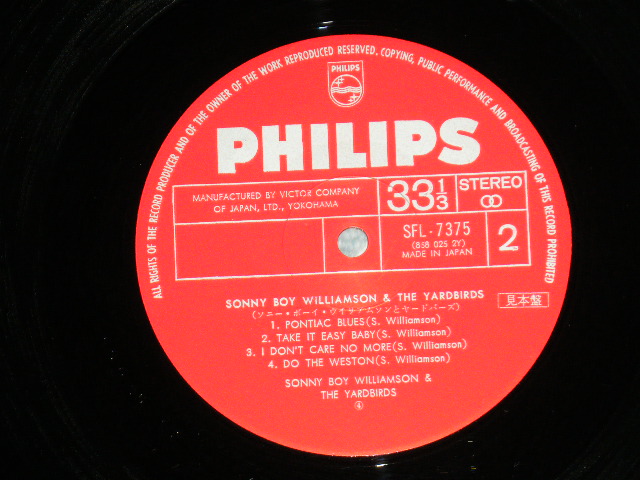 Photo: SONNY BOY WILLIAMSON & THE YARDBIRDS - SONNY BOY WILLIAMSON & THE YARDBIRDS  ( Ex+++/MINT-)   / 1960's JAPAN ORIGINAL  "RED LABEL PROMO" Used LP 