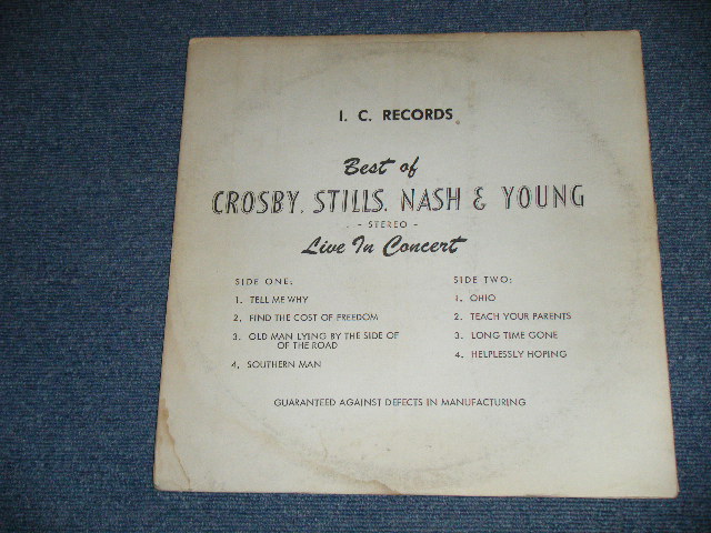 Photo: C S N & Y CSN&Y / CROSBY STILLS,NASH & YOUNG - BEST OF LIVE IN CONCERT ( Ex++/Ex+++)  / COLLECTORS ( BOOT ) LP