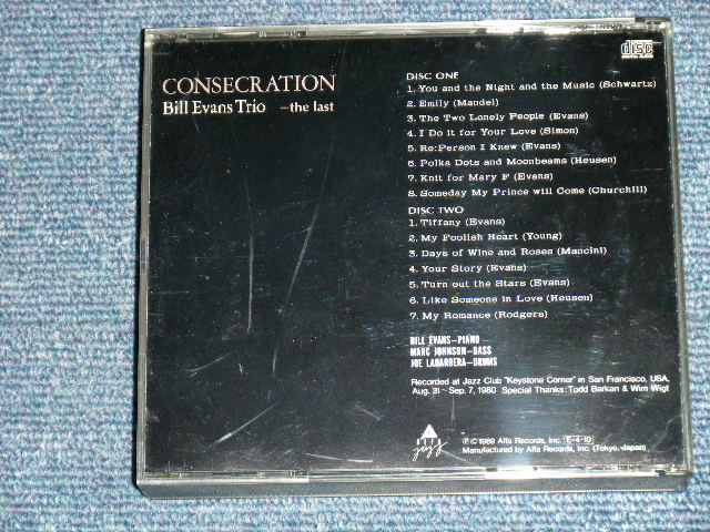 Photo: BILL EVANS TRIO  ビル・エヴァンス - CONSECRATION the last コンセクレイション  ( MINT-/MINT )  /  1989  JAPAN  Used 2-CD's 