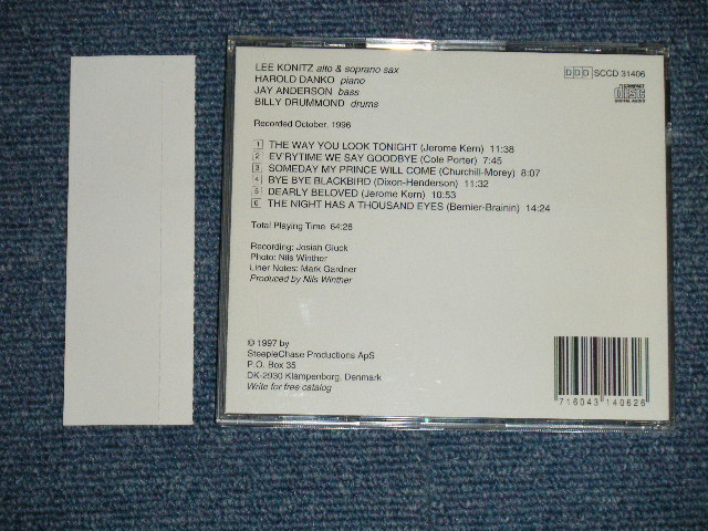 Photo: LEE KONITZ  リー・コニッツ・カルテット - DEARLY BELOVED いつか王子様が ( MINT-/MINT )  /  1997 DENMARK Press + Japan OBI & LINER   JAPAN  Used CD with OBI   
