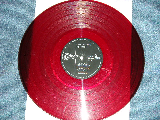 Photo:  THE BEATLES  - A HARD DAYS NIGHT   ( ¥2000 Mark) (Ex++/Ex+ Looks:Ex= )   / JAPAN 2nd Relaese "RED WAX Vinyl" Used LP with OBI 