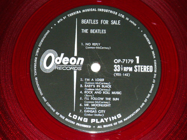 Photo:  THE BEATLES  - THE BEATLES FOR SALE  ( ¥1800  Price Mark PRINTED ) (Ex/Ex++ Looks:Ex )   / JAPAN ORIGINAL "RED WAX Vinyl" Used LP 