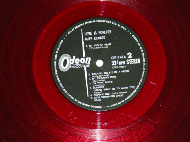 Photo: CLIFF RICHARD　クリフ・リチャード - LOVE IS FOREVER 夢のアイドル ( Ex+++/Ex+++ )  / 1960's JAPAN ORIGINAL "RED WAX Vinyl" Used  LP 