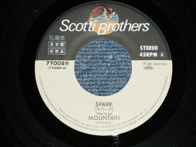 Photo: MOUNTAIN マウンテン -  SPARK  ( Ex+/MINT-)  / 1985  JAPAN ORIGINAL "PROMO" Used 7"45 With PICTURE COVER 