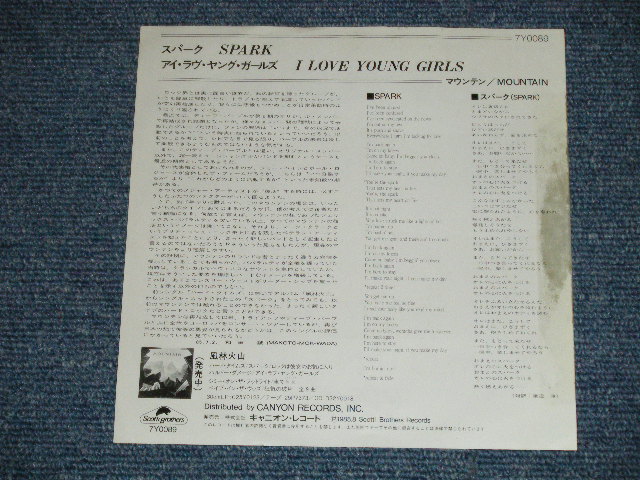 Photo: MOUNTAIN マウンテン -  SPARK  ( Ex+/MINT-)  / 1985  JAPAN ORIGINAL "PROMO" Used 7"45 With PICTURE COVER 