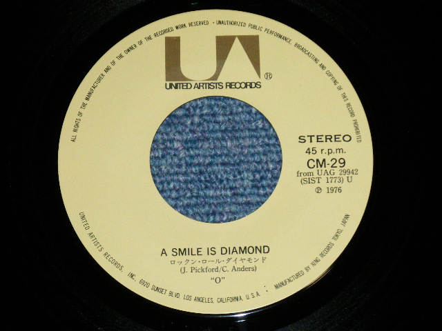 Photo: "O" オー　- A SMILE IS DIAMOND ロックン・ロール・ダイアモンド( Ex+++/MINT- )  / 1976  JAPAN ORIGINAL   Used 7"45 With PICTURE COVER 