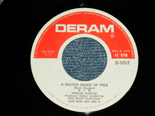 Photo: プロコル・ハルム PROCOL HARUMU - 青い影 A WHITER SHADE OF PALE (Ex++/Ex+++) / 1967  JAPAN ORIGINAL Used 7"45 Single 