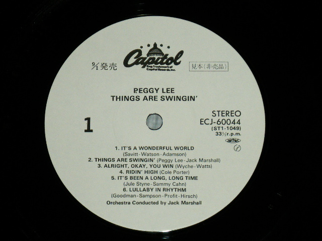 Photo: PEGGY LEE ペギー・リー - THINGS ARE SWINGIN' ( Ex++/MINT)  / 1984 JAPAN REISSUE "WHITEL LABEL PROMO" Used LP 