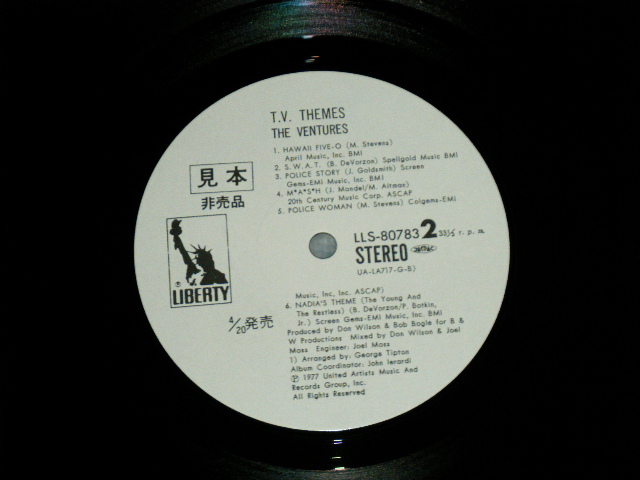 Photo: THE VENTURES ベンチャーズ- T.V. THEMES 妖精コマネチのテーマ ( Ex+++/MINT ) / 1977 JAPAN  ORIGINAL "WHITE LABEL PROMO" used LP With OB