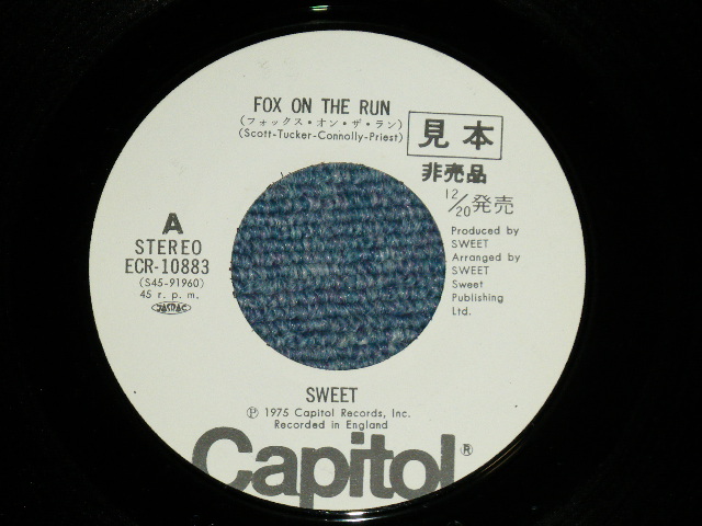 Photo: SWEET スイート - FOX ON THE RUN  ( Ex+++/MINT-)   / 1974 JAPAN ORIGINAL "WHITELABEL PROMO" Used 7" Single 