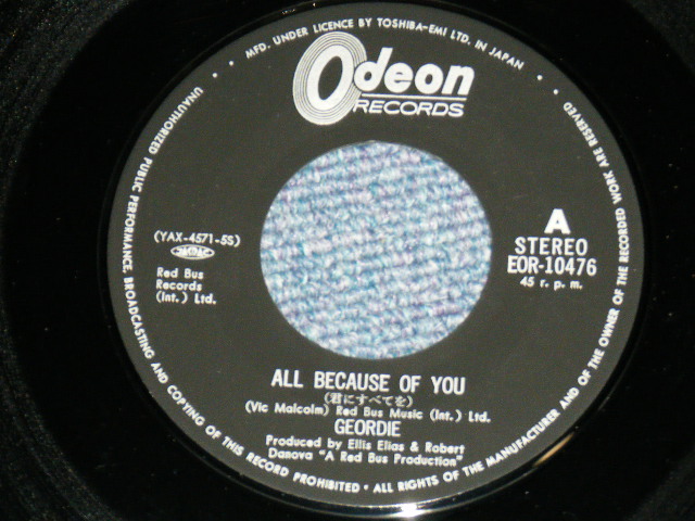 Photo: GEORDIE ジョーディー - ALL BECAUSE OF YOU 君にすべてを( Ex+++/MINT-)  / 1973  JAPAN ORIGINAL 7"45 With PICTURE COVER 