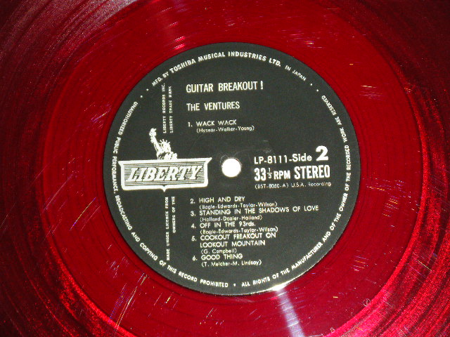 Photo: THE VENTURES ベンチャーズ　ヴェンチャーズ - ベンチャーズ '67 : GUITAR BREAKOUT  ( MINT-/MINT )  / 1967 JAPAN ORIGINAL "RED WAX Vinyl" used  LP  With OBI オビ付