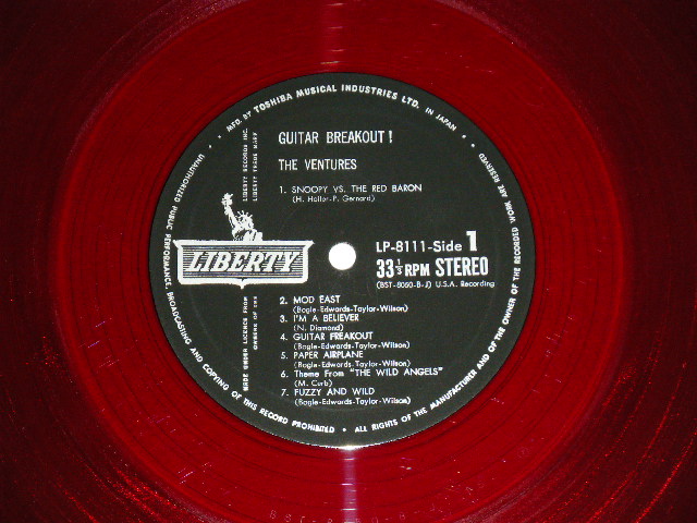 Photo: THE VENTURES ベンチャーズ　ヴェンチャーズ - ベンチャーズ '67 : GUITAR BREAKOUT  ( Ex++/Ex++)  / 1967 JAPAN ORIGINAL "RED WAX Vinyl" used  LP 