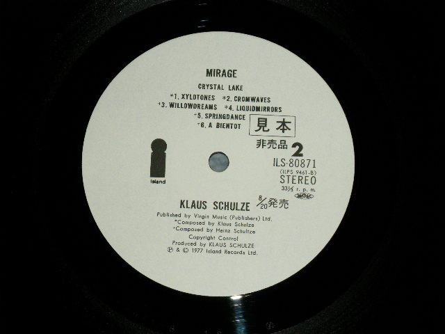 Photo: KLAUS SCHULZE クラウス・シュルツ - MIRAGE 蜃気楼 (Ex/MINT-) / 1977 Japan Original "WHITE LABEL PROMO" Used LP with OBI 　オビ付