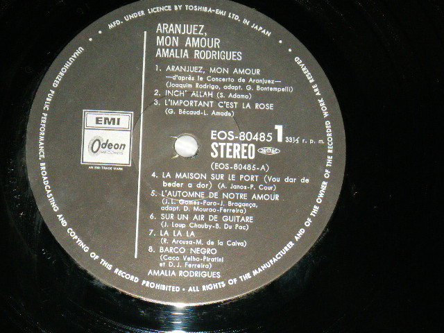 Photo: アマリア・ロドリゲス AMALIA RODRIGUES - わが心のアランフェス ALANJUEZ, MON AMOUR ( Ex+++/MINT-) / 1970's JAPAN ORIGINAL Used  LP with OBI オビ付
