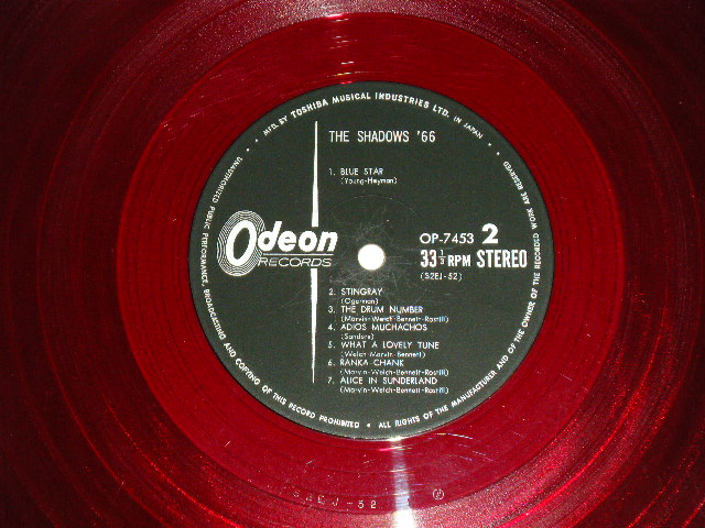 Photo: THE SHADOWS シャドウズ - SHADOWS '66 シャドウズ ’６６( Ex++/Ex++,B-1:Ex  )  / 1966 JAPAN ORIGINAL "RED WAX Vinyl  赤盤" used LP