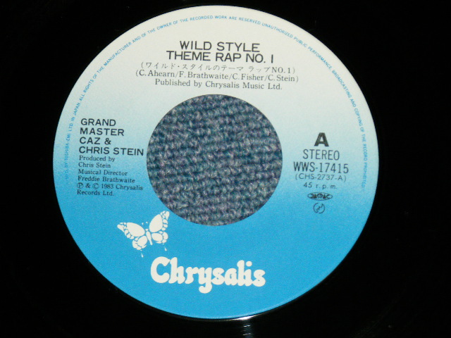 Photo: GRAND MASTER CAZ & CHRIS STEIN  グランド・マスター・カッツ＆クリス・ステイン - WILD STYLE THEME RAP NO.1  ワイルド・スタイルのテーマ　ラップNo.1  ( MINT-/MINT- )   / 1983  JAPAN ORIGINAL Used 7"45 Single