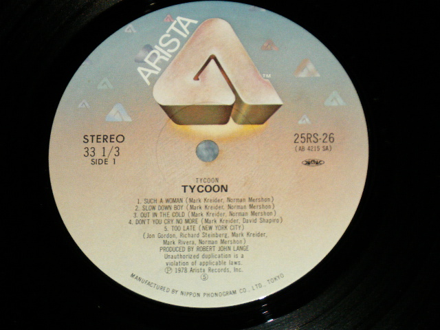 Photo: TYCOON タイクーン - TYCOON 大君( Ex++/MINT- : EDSP) / 1978  JAPAN ORIGINAL Used  LP with OBI オビ付き