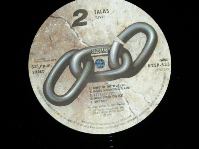 Photo: TALAS タラス （ビリー・シーハン BASS ）- HIGH SPEED ON ICE  ライヴ( Ex+++/MINT : WTRDMG) / 1984  JAPAN ORIGINAL Used  LP with OBI オビ付き