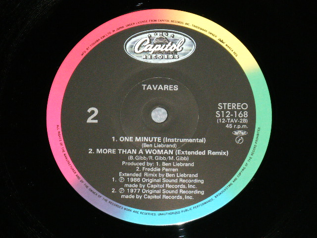 Photo: TAVARES タバレス - IT ONLY TAKES A MINUTE 愛のディスコティック (Ex+++/MINT-)  / 1986 JAPAN ORIGINAL Used 12" Single with OBI オビ付