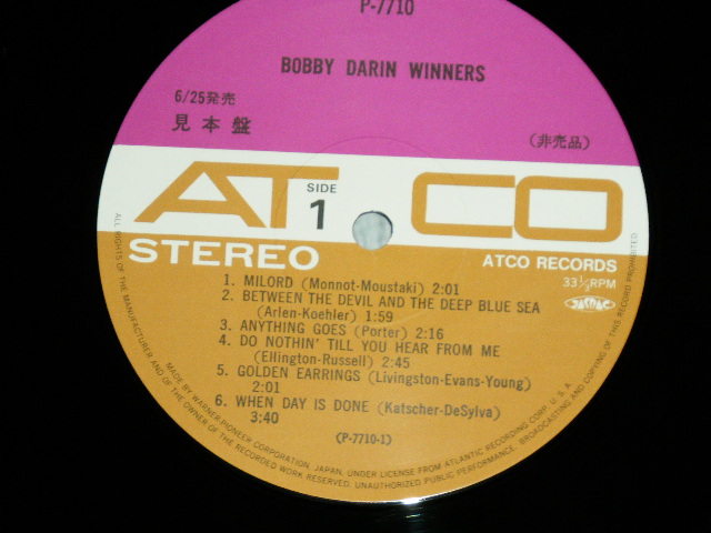 Photo: BOBBY DARIN  ボビー・ダーリン -  WINNERS ウィナーズ ( MINT-/MINT) / 1984  JAPAN REISSUE "PROMO" Used  LP  with OBI オビ付き