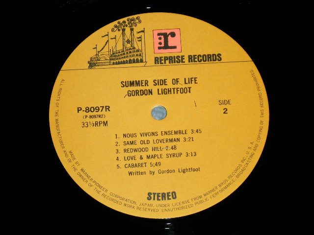 Photo: GORDON LIGHTFOOT ゴードン・ライトフット- SUMMER SIDE OF LIFE 人生の夏の日 ( Ex+/MINT)  / 1973 Version JAPAN 2nd Press "2300 Yen Price Mark" Used  LP With OBI With BACK ORDER SHEET on OBI'S BACK 