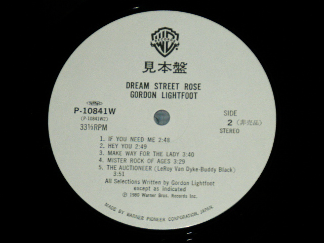 Photo: GORDON LIGHTFOOT ゴードン・ライトフット- DREAM STREET ROSE いとしのローズ( MINT-/MINT )  / 1980 JAPAN  ORIGINAL "WHITE LABEL PROMO" Used  LP With OBI オビ付