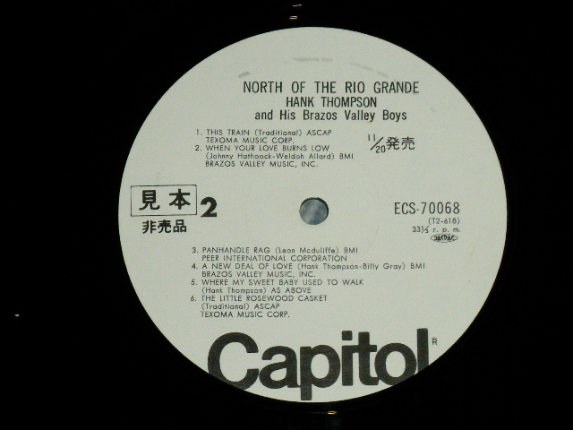 Photo: HANK THOMPSON ハンク・トンプソン- NORTH OF THE RIO GRANDE ノース・オブ・ザ・リオ・グランデ( Ex+/MINT-)  / 1970's JAPAN "White Label Promo" Used  LP With OBI  オビ付