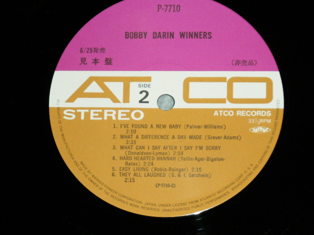 Photo: BOBBY DARIN  ボビー・ダーリン -  WINNERS ウィナーズ ( MINT-/MINT) / 1984  JAPAN REISSUE "PROMO" Used  LP  with OBI オビ付き