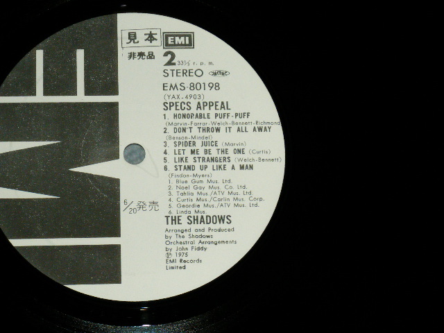 Photo: THE SHADOWS シャドウズ -  SPECS APPEAL 　スペクス・アピール ( Ex+++/MINT)  / 1975 JAPAN ORIGINAL "WHITE LABEL PROMO"  used LP with OBI オビ付