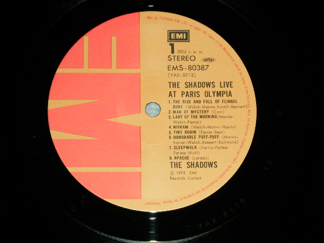 Photo: THE SHADOWS シャドウズ -  LIVE AT THEPARIS OLYMPIA  ( Ex++/Ex+++)  / 1975 JAPAN ORIGINAL used LP with OBI オビ付