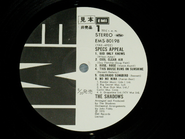 Photo: THE SHADOWS シャドウズ -  SPECS APPEAL 　スペクス・アピール ( Ex+++/MINT)  / 1975 JAPAN ORIGINAL "WHITE LABEL PROMO"  used LP with OBI オビ付