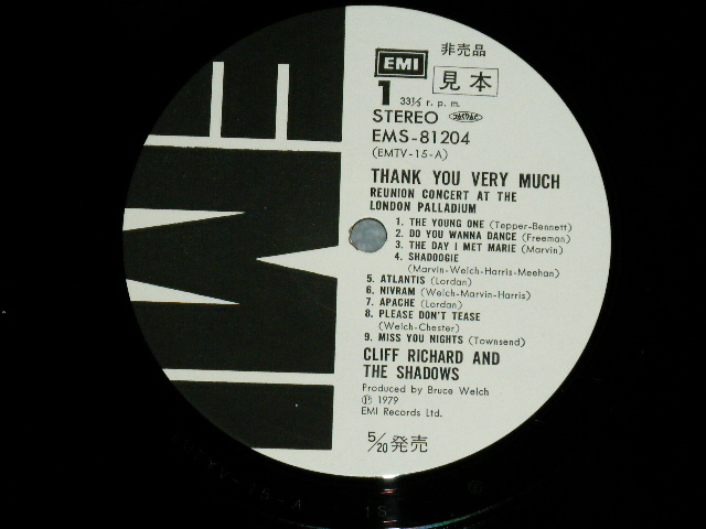 Photo: CLIFF RICHARD AND THE SHADOWS クリフ・リチャード・アンド・ザ・シャドウズ - THANK YOU VERY MUCH ライヴ！！at ロンドン・パラディウム (MINT-/MINT)  / 1979 JAPAN ORIGINAL "WHITE LABEL PROMO"  used LP with OBI オビ付