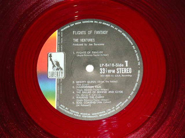 Photo: THE VENTURES ベンチャーズ　ヴェンチャーズ - FLIGHTS OF FANTASY ソウルフル・ ベンチャーズ  (Ex++/Ex+++ Looks:Ex++)  / 1968 JAPAN ORIGINAL "RED WAX Vinyl" used  LP 