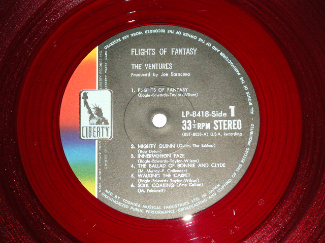 Photo: THE VENTURES ベンチャーズ　ヴェンチャーズ - FLIGHTS OF FANTASY ソウルフル・ ベンチャーズ  (Ex+++/MINT)  / 1968 JAPAN ORIGINAL "RED WAX Vinyl" used  LP with OBI オビ付 