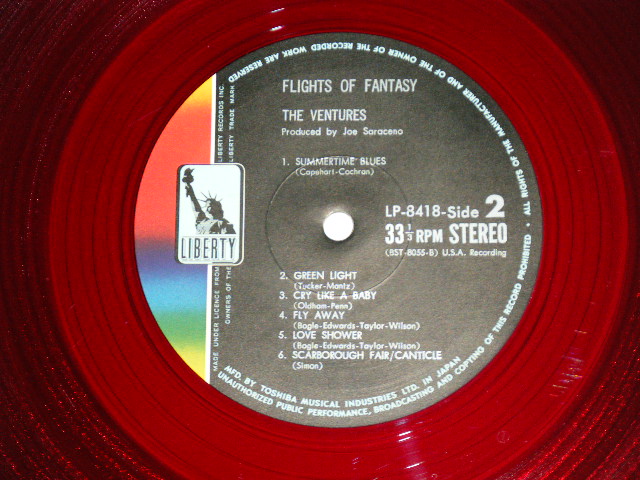 Photo: THE VENTURES ベンチャーズ　ヴェンチャーズ - FLIGHTS OF FANTASY ソウルフル・ ベンチャーズ  (Ex+++/MINT)  / 1968 JAPAN ORIGINAL "RED WAX Vinyl" used  LP with OBI オビ付 