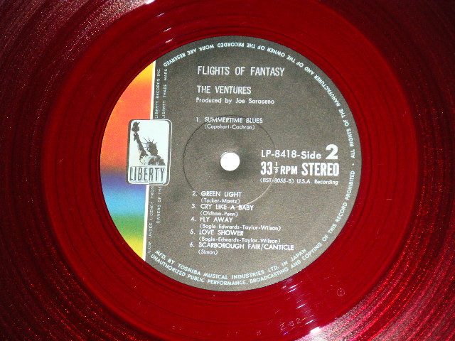 Photo: THE VENTURES ベンチャーズ　ヴェンチャーズ - FLIGHTS OF FANTASY ソウルフル・ ベンチャーズ  (Ex++/Ex+++ Looks:Ex++)  / 1968 JAPAN ORIGINAL "RED WAX Vinyl" used  LP 