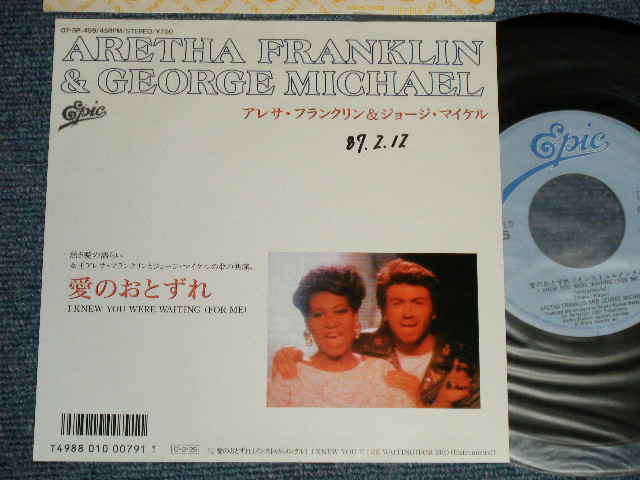 Photo1: ARETHA FRANKLIN & GEORGE MICHAEL アレサ・フランクリン ＆ ジョージ・マイケル - A) 愛のおとずれI KNEW YOU WERE WAITING (FOR ME) B) 愛のおとずれI KNEW YOU WERE WAITING (FOR ME) (INST.)  (Ex++/Ex++ WOFC) / 1986 JAPAN ORIGINAL "PROMO" Used 7"45's Single  With PICTURE SLEEVE 