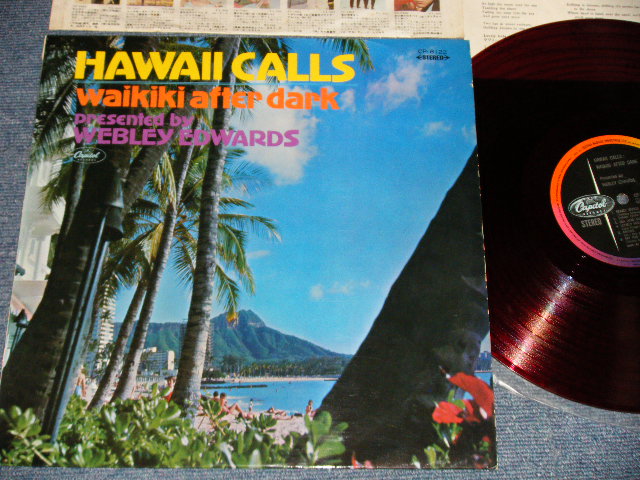 Photo1: HAWAII CALLS Presented by WEBLEY EDWARDS ウェブリー・エドワーズとハワイ・コールズ - WAIKIKI AFTER DARK ワイキキの夜は更けて (Ex+++/Ex+++ Looks:MINT-MINT-) /1967 JAPAN ORIGINAL "RED WAX 赤盤"  Used LP