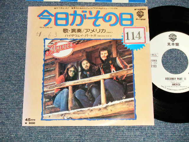 Photo1: AMERICA アメリカ - A)TODAY'S THE DAY 今日がその日  B)HIDEAWAY PART II ハイダウエイ・パートII(Ex/Ex+++ STOFC, SWOFC) / 1976 JAPAN ORIGINAL "WHITE LABEL PROMO" Used 7" 45rpm Single 