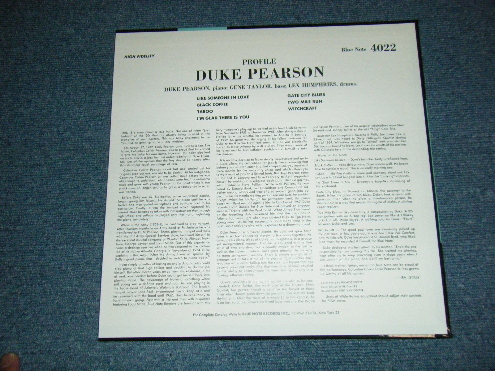 Photo2: DUKE PEARSON - PROFILE (MINT-/MINT) / 2012 JAPAN "180 Gram"  Used LP