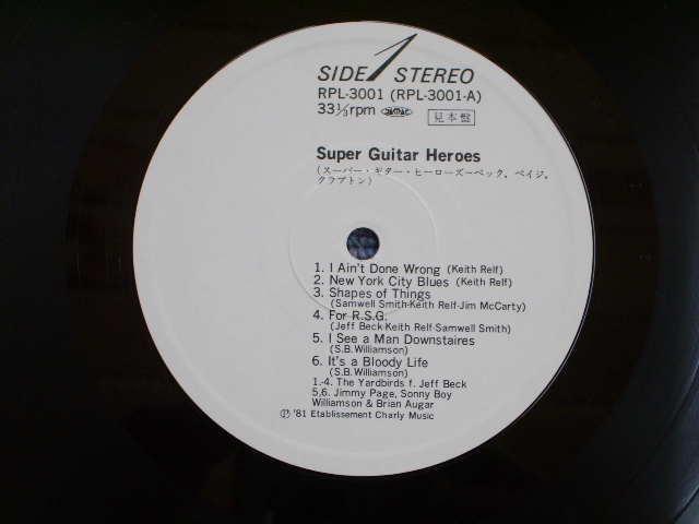 Photo: JEFF BECK,JIMMY PAGE,ERIC CLAPTON ( YARDBIRDS ) - SUPER GUITAR HEROES /1981 JAPAN WHITE LABEL PROMO LP w/Obi 