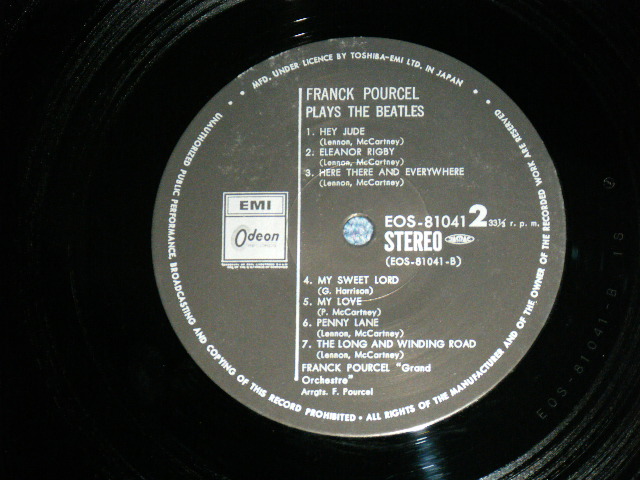 Photo: FRANK POURCEL GRAND ORCHESTRA - PLAYS THE BEATLES  / 1970's JAPAN ORIGINAL Used LP With OBI 