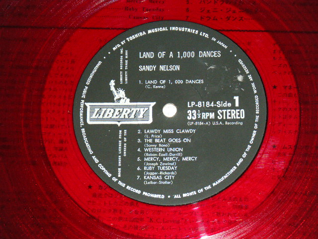 Photo: SANDY NELSON - LAND OF 1,000 DANCES /  1960s  JAPAN RED WAX VINYL LP With OBI  