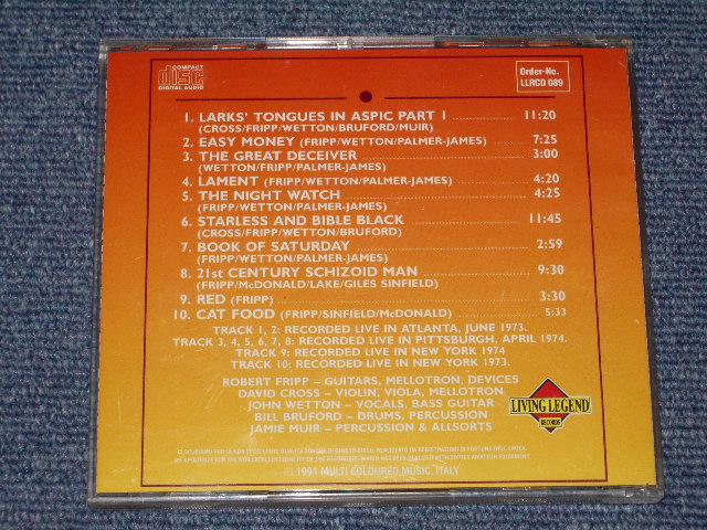 Photo: KING DRIMSON - CAT FOOD / 1991 ITALY COLLECTORES BOOT CD 